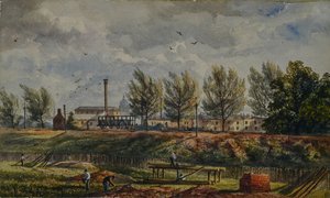 Przecięcie Great Northern Rail w Kings Cross, szkic z natury autorstwa George Stewart