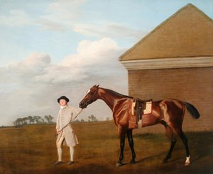 Firetail ze swoim trenerem przy Rubbing-Down House na Newmarket Heath autorstwa George Stubbs