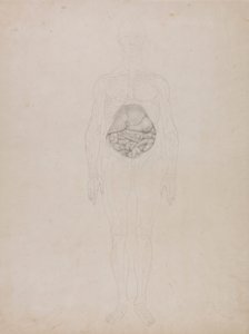 Postać ludzka, widok z przodu (rysunek konspektu) autorstwa George Stubbs