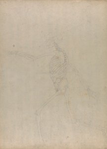 Szkielet ludzki, widok z boku (badanie kluczowej postaci do niepublikowanej tabeli przedstawiającej wnętrzności brzucha) autorstwa George Stubbs