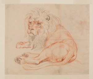Lew odpoczywający, prosto, XVIII lub XIX w. autorstwa George Stubbs