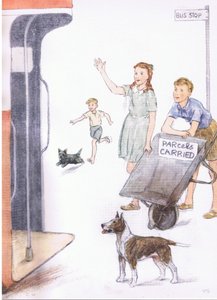 Kiedy przyjechał autobus, David stał z przechylonym taczką, więc ogłoszenie pokazywało, z Pets Limited wydanego przez Collins