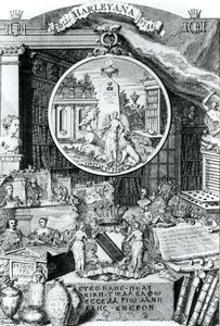 Ekslibris Lorda Harleya, 1741 autorstwa George Vertue