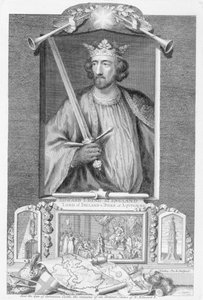 Edward I (1239-1307) król Anglii z 1272 r., po szczątkach posągu wyrytego przez artystę (rytu) autorstwa George Vertue