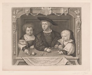 Portret van Dorothea, Johan en Christina van Denemarken Troje dzieci K. Henryka VII i jego królowej Elżbiety. I. Książę Artur, II. Ks. Henryk III. Ps. Małgorzata (tytuł na obiekcie) Portretten van de Tudors (tytuł serii) Portrety historyczne (seria autorstwa George Vertue