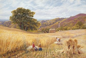 Czas zbiorów w pobliżu Holmbury Hill, Surrey, 1865 (toaleta i kolor nadwozia na papierze)