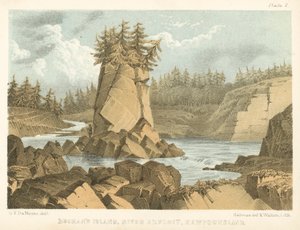 Wyspa Buchana, River Exploit, Nowa Fundlandia (kolorowy grawerunek) autorstwa George Victor Du Noyer
