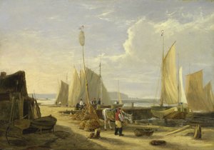Scena portowa na wyspie Wight, patrząc w stronę Igieł autorstwa George Vincent