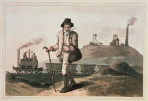 Lokomotywa Blenkinsop w kopalni Middleton niedaleko Leeds, grawerowana przez Roberta i Daniela Havellów, 1814