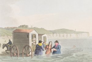 Kąpiel morska w zatoce Bridlington, z książki "Costumes of Yorkshire" autorstwa George