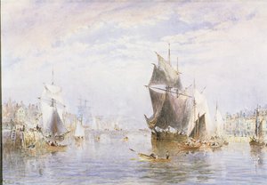 Mały statek na rzece w Whitby przy Whitby Bridge, 1877 (wc i zdrapywanie)