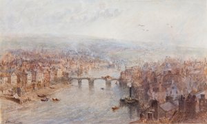 Whitby i rzeka Esk, w szary dzień