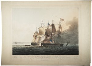 Statek Jego Królewskiej Mości Shannon przechwytujący amerykańską fregatę Chesapeake, 1813 r
