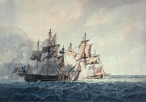 Akcja pomiędzy slupem Jego Królewskiej Mości, Bonne Citoyenne, a francuską fregatą La Furieuse, 6 lipca 1809 roku, na Wyspach Zachodnich, wyryta przez R und D Havella, opublikowana przez Roberta Cribba w 1810 roku.