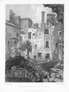 Dziedziniec zamku Crichton, ok. 1847 r.