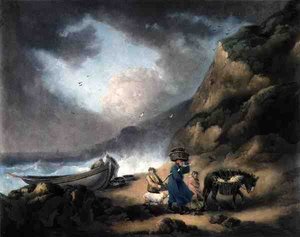 Rybacy, ryciny James Warda (1769-1859), wyd. JR Smith, 1793 (grawerowanie mezzotinta) (para 125518) autorstwa George after Morland