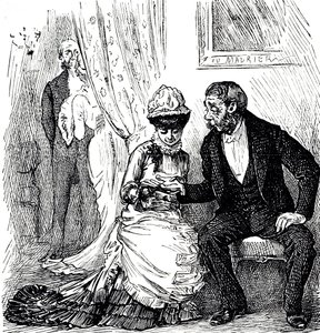 Karykatura komentująca popularność chiromancji wśród zamożnych. Ilustrowany George du Maurier (1834-1896), francusko-brytyjski rysownik i autor