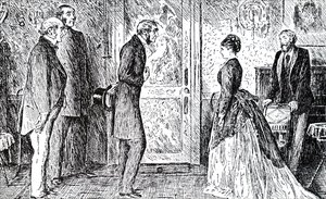 Scena z „Moonstone” Wilkie Collinsa. autorstwa George du Maurier