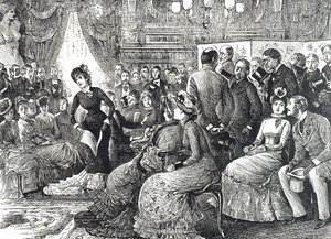 Komiks przedstawiający typowy koncert w salonie