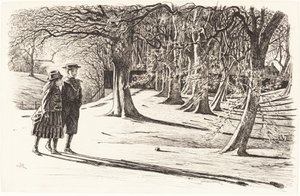 Dwoje dzieci na śniegu autorstwa George du Maurier