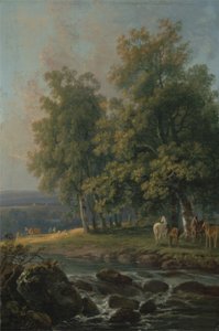 Konie i bydło nad rzeką, 1777