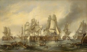 Bitwa pod Trafalgarem, 21 października 1805, ok. 1836 (olej na płótnie) autorstwa George the Elder Chambers
