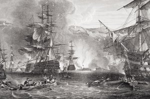 Bombardowanie Algieru, 27 sierpnia 1816, z „Ilustracji historii angielskiej i szkockiej” Tom II (rycina)