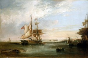 Jacht "Isabel" u wybrzeży Deptford (Anglia). Obraz olejny autorstwa George the Elder Chambers
