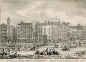 Widok na High Street w Southwark w Londynie, będącą starożytną jezdnią autorstwa George the Elder Scharf