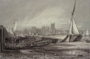 Pałac i kościół Lambeth z Millbank autorstwa George the Younger Barret