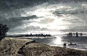 Widok na rzekę Adur z New Shoreham w oddali autorstwa George the Younger Barret