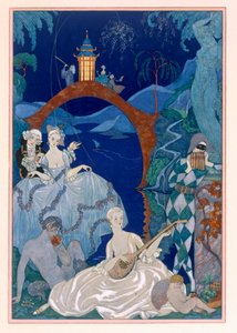 Bal pod błękitnym księżycem, ilustracja do „Fetes Galantes” Paula Verlaine
