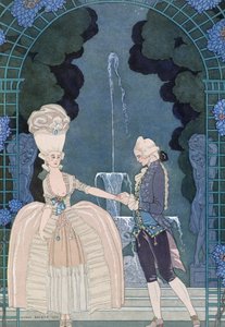 Miłość pod fontanną, ilustracja do „Fetes Galantes” Paula Verlaine
