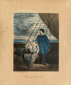 Na pontonie, rytowany przez H. Jannina, 1848 autorstwa Georges Alexandre after Fischer
