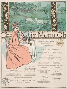 Menu z Chat Noir (kolorowa lito i pochoir)