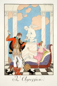 Agresja, z „Falbalas i Fanfreluches, Almanachu teraźniejszości, przeszłości i przyszłości” autorstwa Georges Barbier