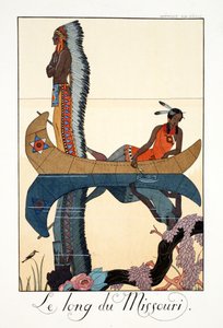 Wzdłuż Missouri, z „Falbalas & Fanfreluches, Almanachu teraźniejszości, przeszłości i przyszłości” autorstwa Georges Barbier