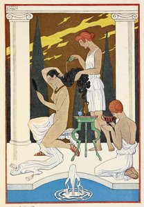 Starożytny Rzym. Postać, której słudzy myli włosy. autorstwa Georges Barbier