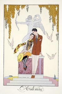 Jesień, z „Falbalas i Fanfreluches, Almanachu teraźniejszości, przeszłości i przyszłości” autorstwa Georges Barbier