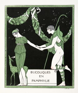 Bucoloques en Pamphylie, ilustracja z Les Chansons de Bilitis, Pierre Louys, wyd. 1922 (druk szablonowy) autorstwa Georges Barbier