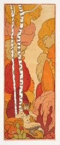 Pastoral Song, ilustracja z Les Chansons de Bilitis, Pierre Louys, wyd. 1922 (druk szablonowy) autorstwa Georges Barbier