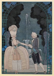Kolok sentymentalny. Mężczyzna trzymający kobiecą rękę. autorstwa Georges Barbier