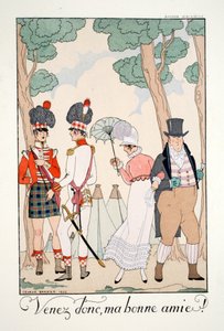 Przyjdź, mój dobry przyjacielu!, z „Falbalas i Fanfreluches, almanach trybów teraźniejszości, przeszłości i przyszłości” autorstwa Georges Barbier
