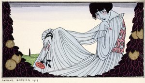 Kontemplacja 1919 (odbitka szablonowa) autorstwa Georges Barbier