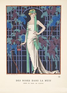 Róże w nocy, z kolekcji modnych talerzy autorstwa Georges Barbier