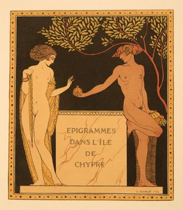 Epigramy na wyspie Cypr, ilustracja z Les Chansons de Bilitis, Pierre Louys, wyd. 1922 (odbitka szablonowa) autorstwa Georges Barbier