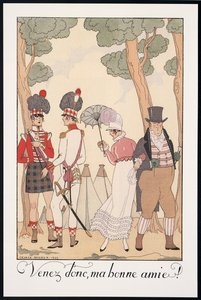 Falbalas i Fanfreluches, Almanach na rok 1923, Przyjdź zatem, mój dobry przyjacielu, George Barber, druk autorstwa Georges Barbier