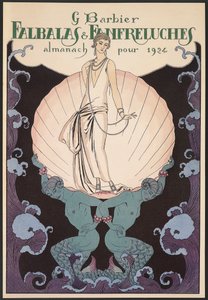 Falbalas et Fanfreluches, Almanach na rok 1924, przednia okładka, George Barbier, druk autorstwa Georges Barbier