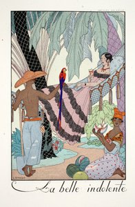 La Belle Indolente, z „Falbalas i Fanfreluches, Almanach teraźniejszości, przeszłości i przyszłości” autorstwa Georges Barbier