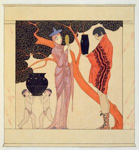 Żeton miłości (akwarela na papierze) autorstwa Georges Barbier